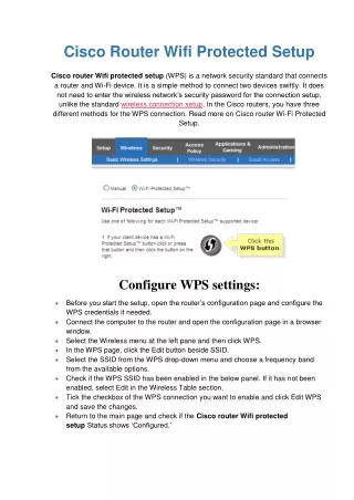 cisco router wifi protected setup