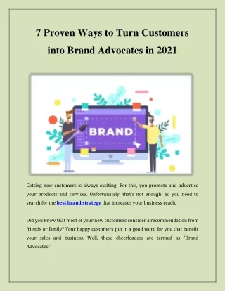 7 Proven Ways to Turn Customers into Brand Advocates in 2021
