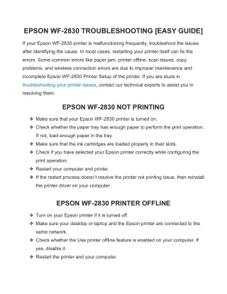 epson wf 2830 troubleshooting easy guide
