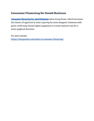 consumer financing for small business