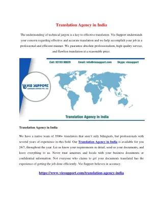 Translation Agency in India