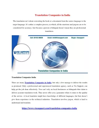 Translation Companies in India