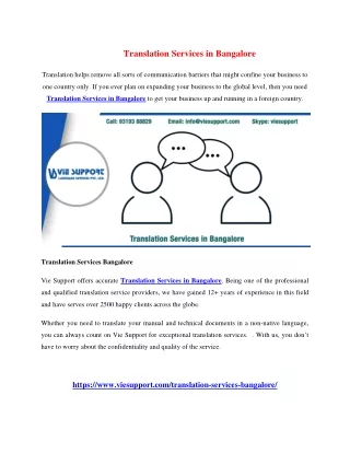 Translation Services in Bangalore