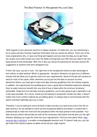 the best practice to recuperate any lost data