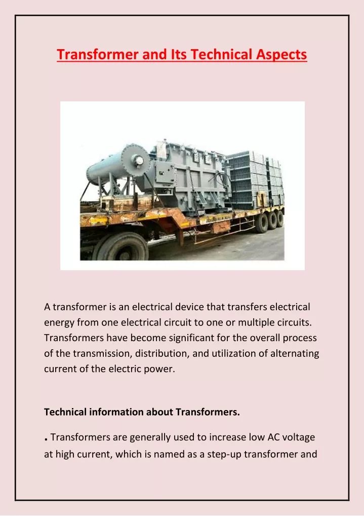 transformer and its technical aspects