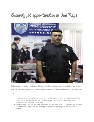 Security job opportunities in Van Nuys