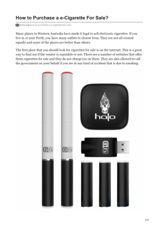 How to Purchase a e-Cigarette For Sale?