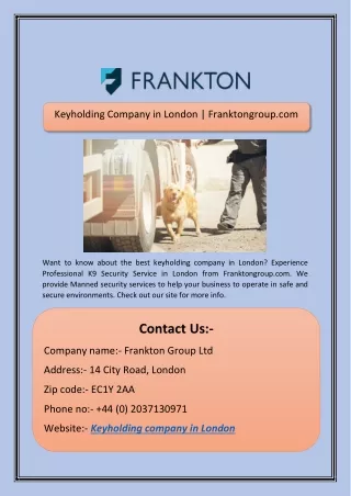Keyholding Company in London | Franktongroup.com