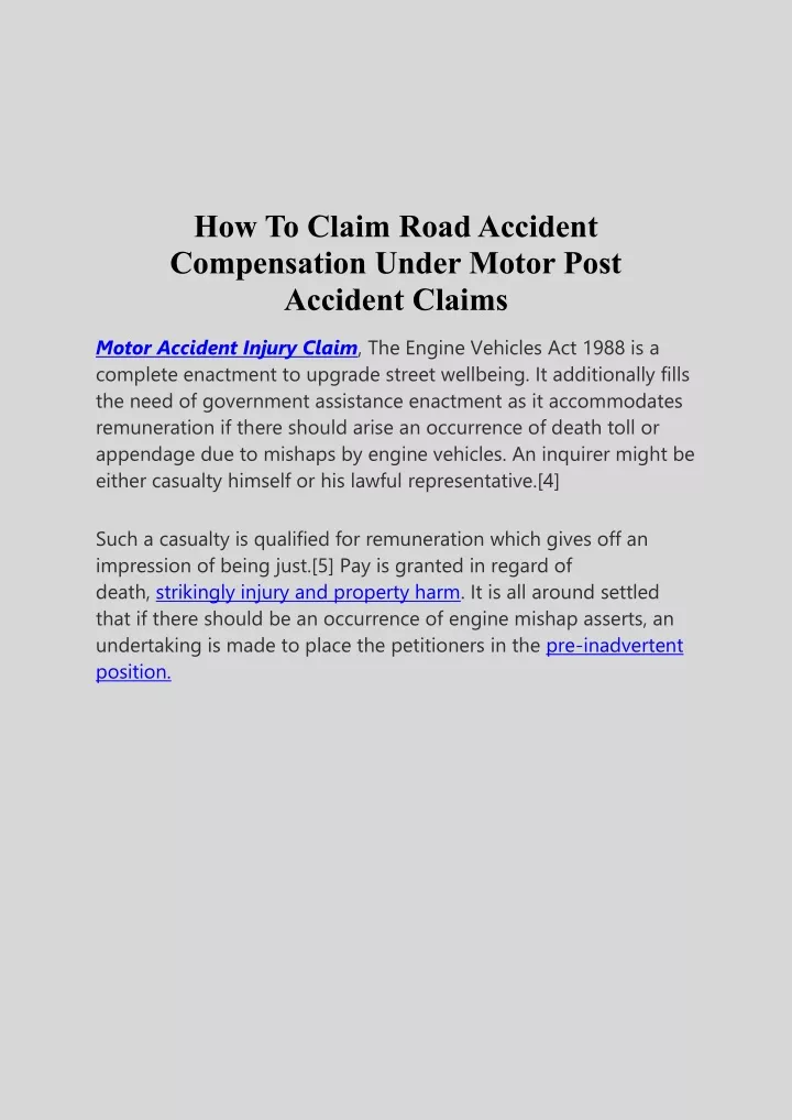 how to claim road accident compensation under