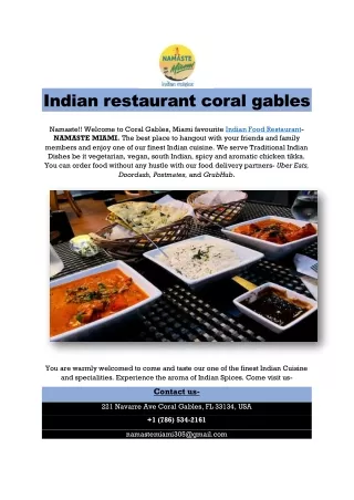 Indian restaurant coral gables