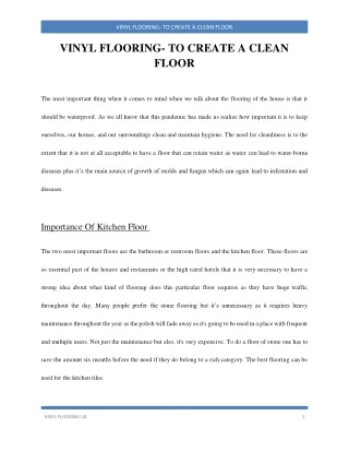 vinyl flooring to create a clean floor