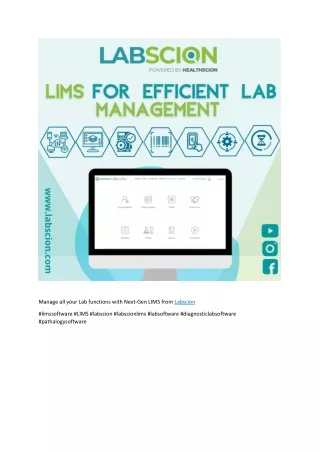 manage all your lab functions with next gen lims