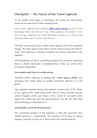 claritysso the future of the travel agencies