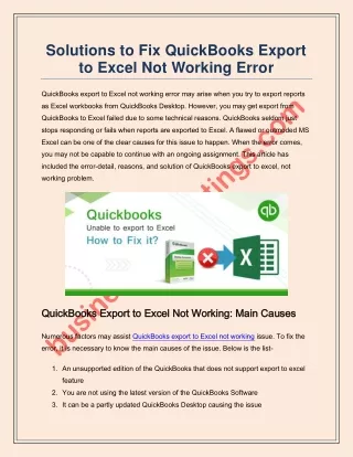 solutions to fix quickbooks export to excel