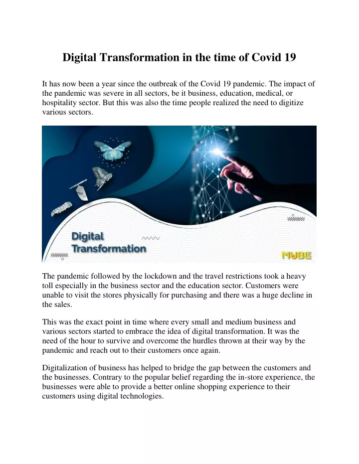 digital transformation in the time of covid 19
