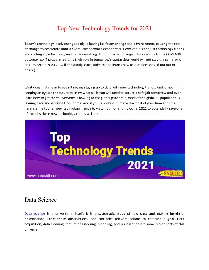 top new technology trends for 2021