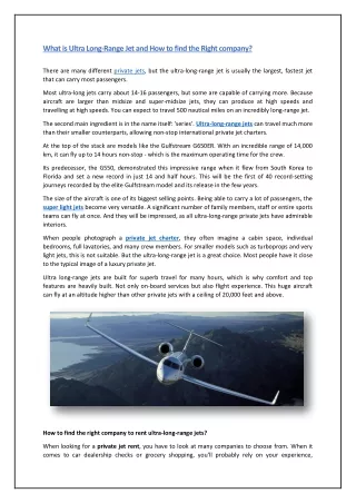 what is ultra long range jet and how to find