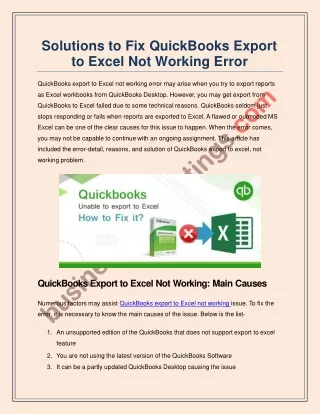 solutions to fix quickbooks export to excel not working error
