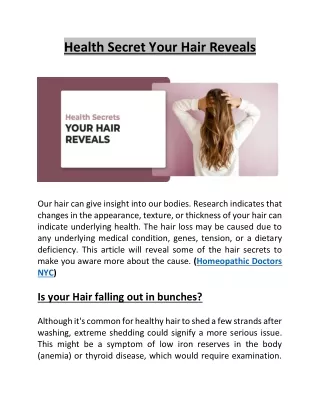 Health Secret Your Hair Reveals