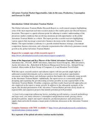 adventure tourism market opportunities sales