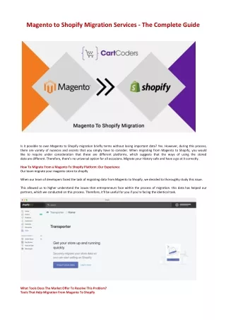 magento to shopify migration services