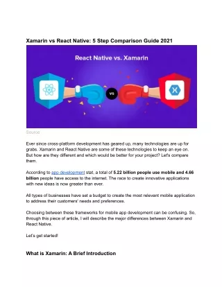 xamarin vs react native 5 step comparison guide
