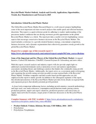 recycled plastic market outlook analysis