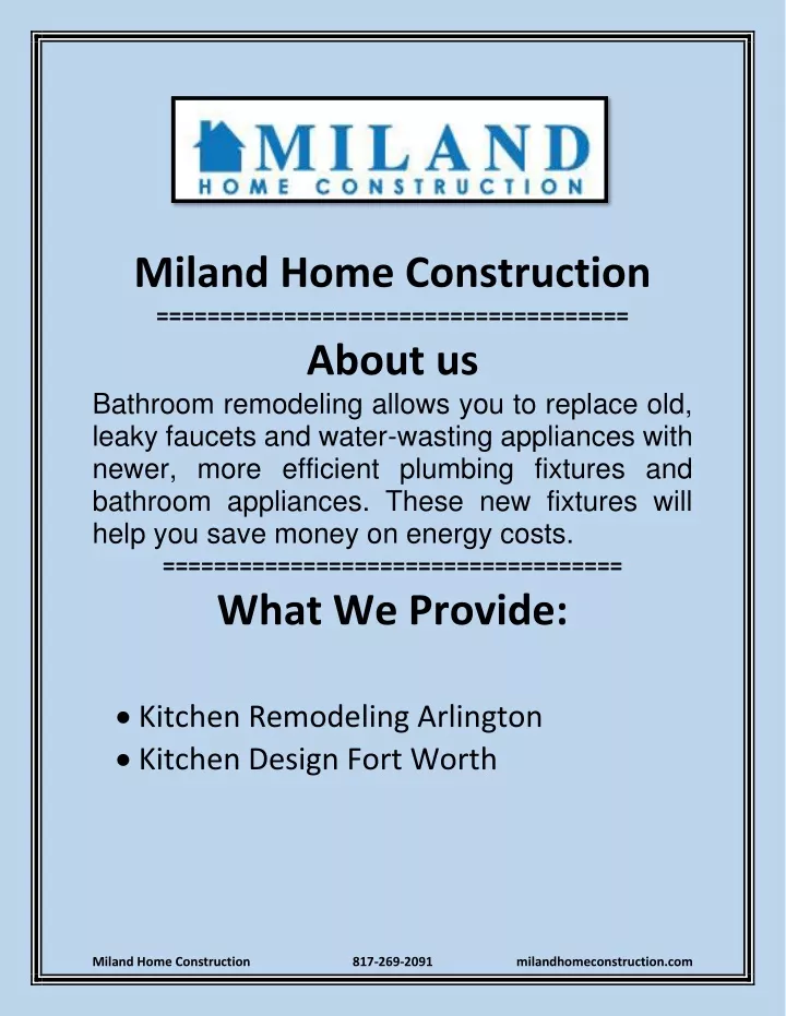 miland home construction about us bathroom