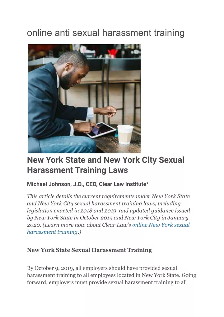online anti sexual harassment training
