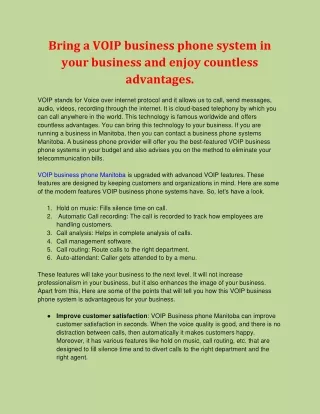 bring a voip business phone system in your