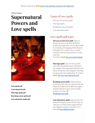 Supernatural Powers and Love spells