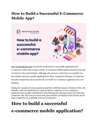 how to build a successful e commerce mobile app