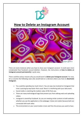 how to delete an instagram account