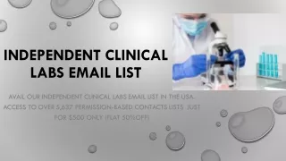 Independent Clinical Labs Email List | 5,637 Contacts Lists only $500