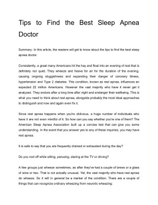 tips to find the best sleep apnea
