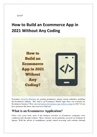 how to build an ecommerce app in 2021 without