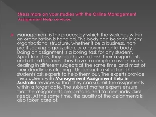 stress more on your studies with the online management assignment help services
