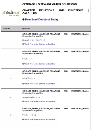 Cengage Maths Solutions Class 12 Relations and Functions - Calculus