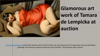 Glamorous art work of Tamara de Lempicka at auction