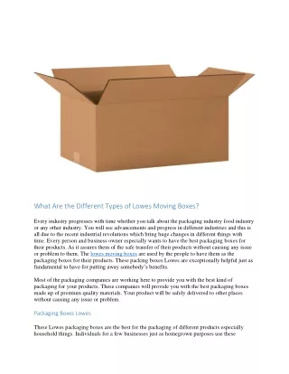 What Are the Different Types of Lowes Moving Boxes?