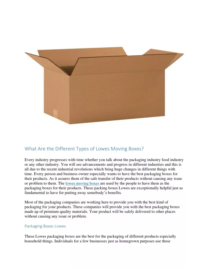 what are the different types of lowes moving boxes