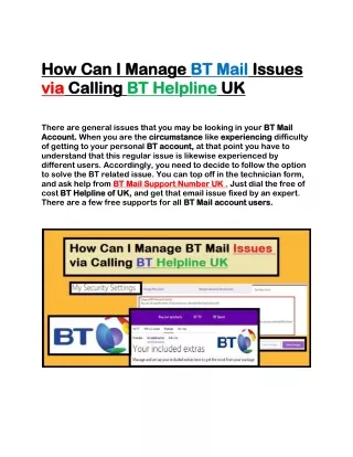 How Can I Manage BT Mail Issues via Calling BT Helpline UK