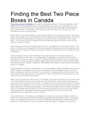 Two Piece Boxes in Canada