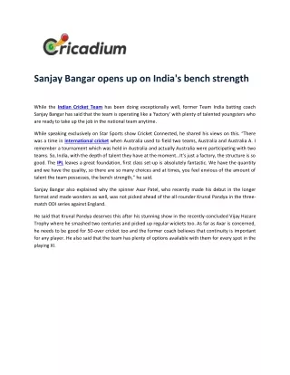 sanjay bangar opens up on india s bench strength