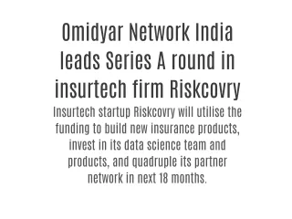 Omidyar Network India leads Series A round in insurtech firm Riskcovry