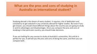 what are the pros and cons of studying in australia as international student
