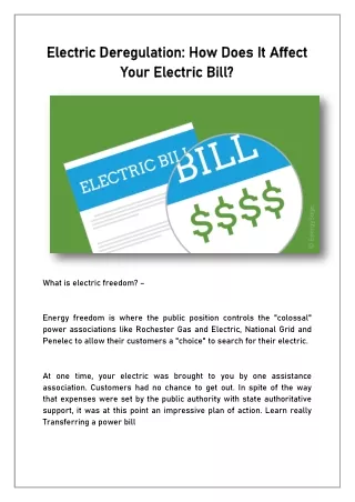 electric deregulation how does it affect electric