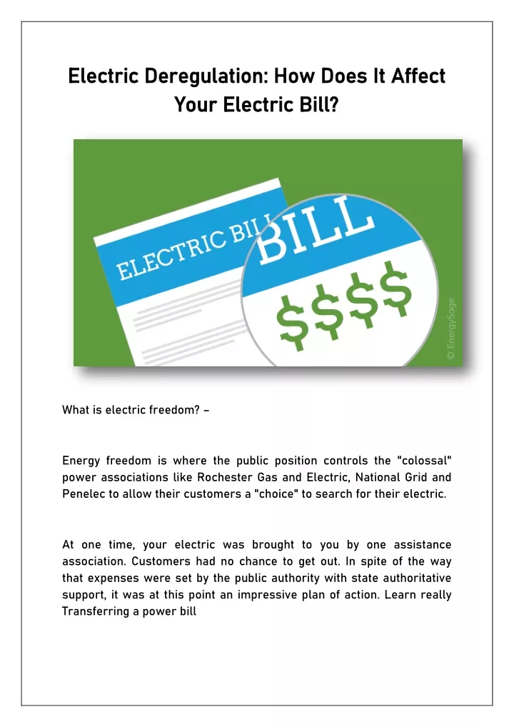 electric deregulation how does it affect electric
