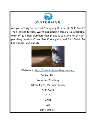 Affordable Plumber Gold Coast | Waterlink Plumbing