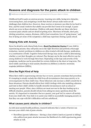reasons and diagnosis for the panic attack